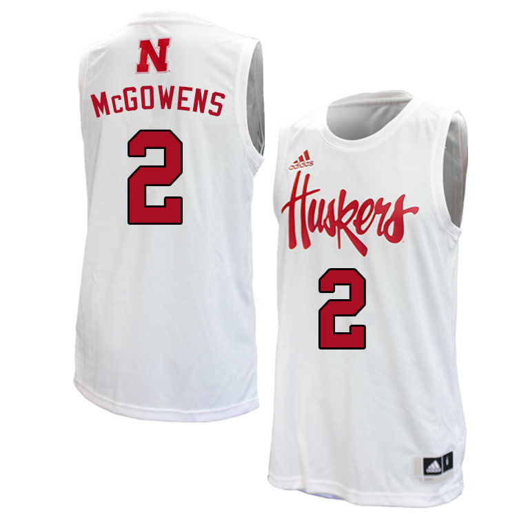 Men #2 Trey McGowens Nebraska Cornhuskers College Basketball Jerseys Sale-White
